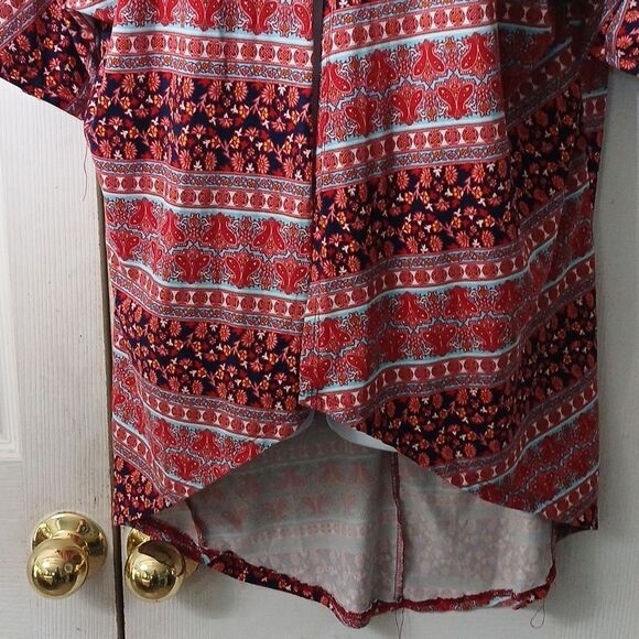 Joe Boxer white light blue navy pink red patterned open front cardigan kimono - Picture 2 of 6